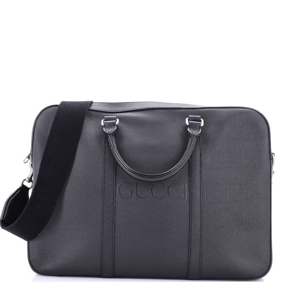 Gucci Logo Briefcase Leather Medium #183202G11B - Picture 1 of 7